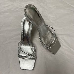 NWOT - Zara Metallic Leather Sculptural Heels